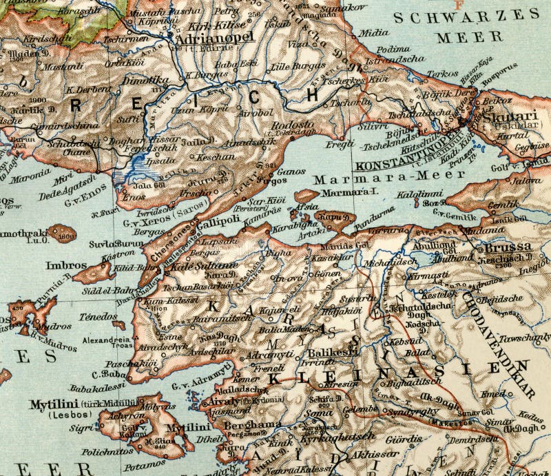 Alte Karte Von Geographischem Atlas 10 Das Turkische Osmanische Reich Die Turkei Stockfoto Bild Von Reich Turkische