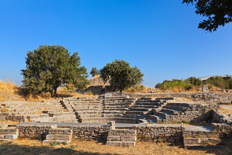 Ancient ruins in Troy Turkey - travel background. Ancient ruins in Troy Turkey - travel background