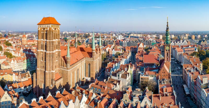 Alte Stadt Gdansks, Polen Luftpanorama stockbilder Alte Stadt Gdansks, Polen Luftpanorama stockbilder