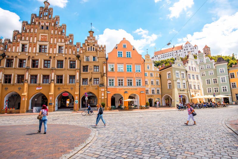 Alte Stadt Landshut in Deutschland Redaktionelles Stockfotografie