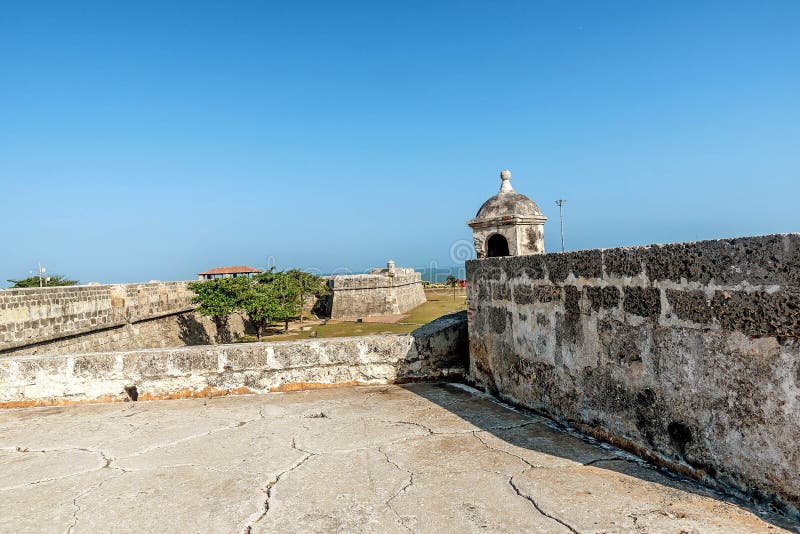 Alte Stadtmauern in Cartagena, Kolumbien lizenzfreies stockfoto Alte Stadtmauern in Cartagena, Kolumbien lizenzfreies stockfoto