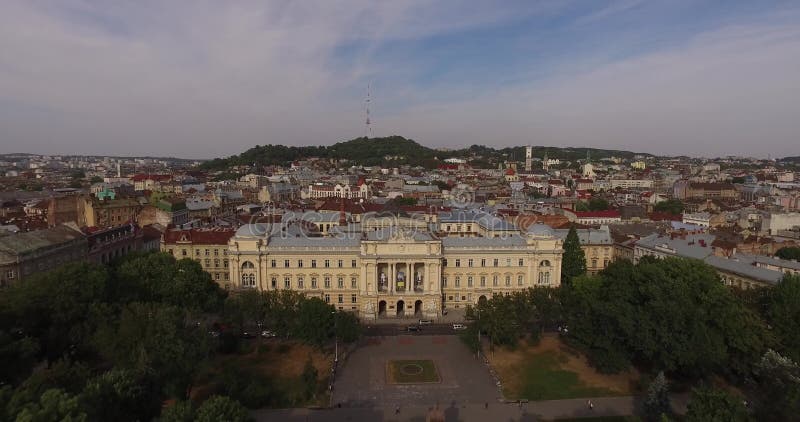 Alte von der Luftstadt Lemberg, Ukraine Zentrales Teil der alten Stadt Dicht bevölkerte Bereiche der Stadt Ivan Franko National