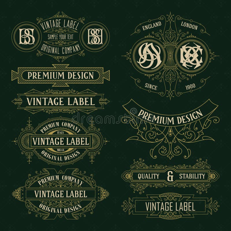 Alte Weinleseflorenelemente - Bänder, Monogramme, Streifen, Linien, Winkel, Grenze, Rahmen, Aufkleber, Logo vektor abbildung Alte Weinleseflorenelemente - Bänder, Monogramme, Streifen, Linien, Winkel, Grenze, Rahmen, Aufkleber, Logo vektor abbildung