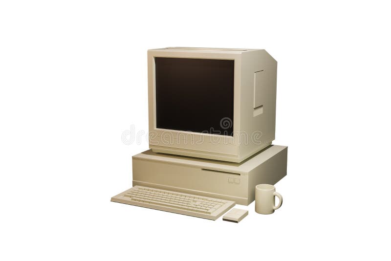 Alter Computer in Weiß isoliert stock abbildung