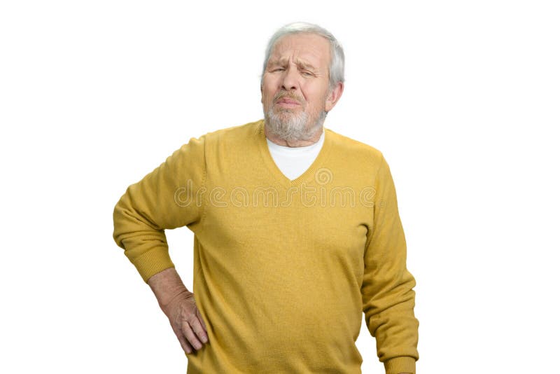 Alter Mann, der Rückenschmerzen hat stockfoto Alter Mann, der Rückenschmerzen hat stockfoto