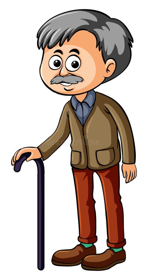 Alter Mann Mit Stock Stock Illustrationen, Vektors, & Klipart – (704