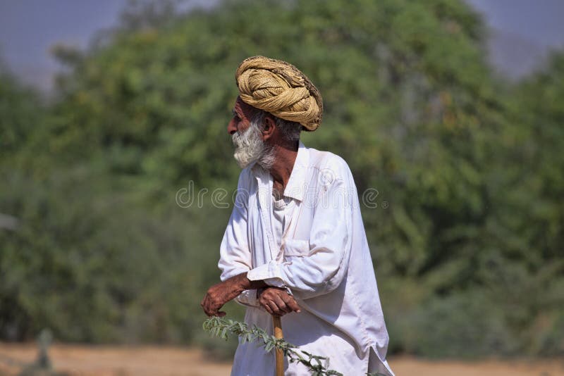 Alter Rajasthani-Mann mit Turban lizenzfreies stockbild Alter Rajasthani-Mann mit Turban lizenzfreies stockbild