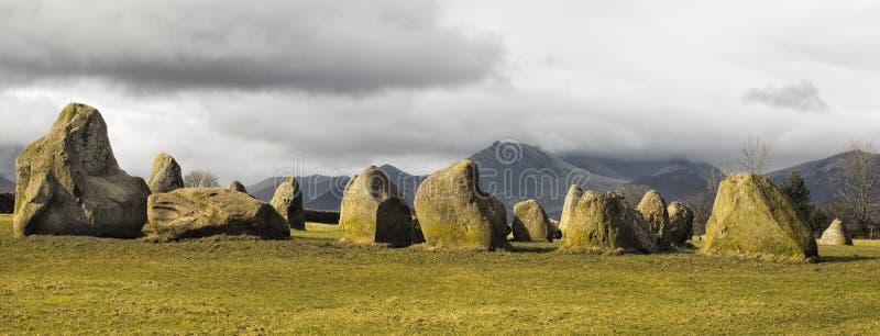 Castlerigg Stone Circle, near Keswick, Cumbria, in the Lake Distirict of England, is one of the most dramatice and oldest of the stone circles, raised in approximately 3000 BC during the Neolithic period. Castlerigg Stone Circle, near Keswick, Cumbria, in the Lake Distirict of England, is one of the most dramatice and oldest of the stone circles, raised in approximately 3000 BC during the Neolithic period.