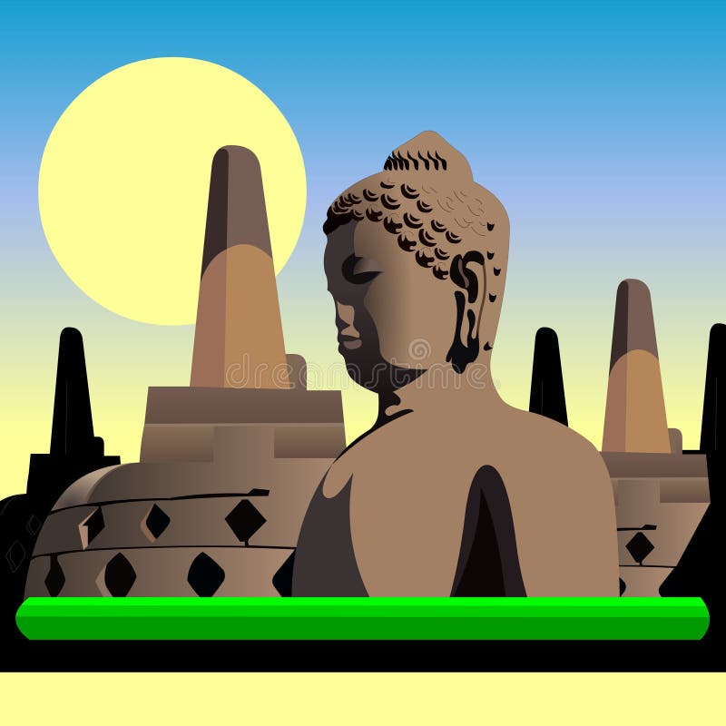 Alter Tempel Indonesiens Borobudur lizenzfreie abbildung