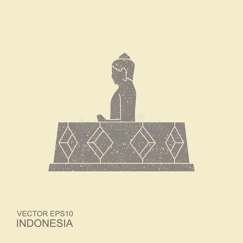 Alter Tempel Indonesier Borobudur Flache Vektorikone vektor abbildung