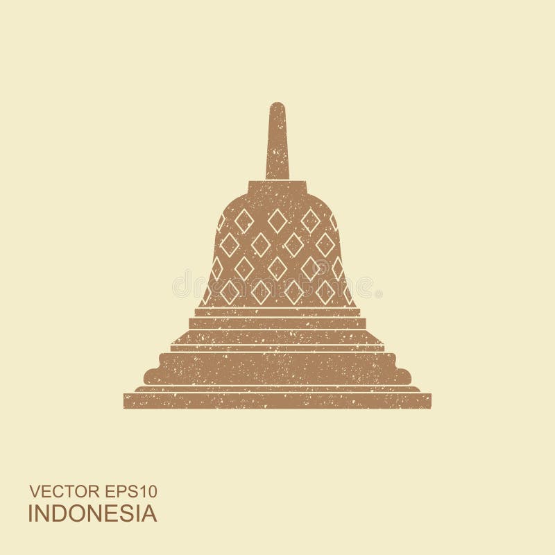 Alter Tempel Indonesier Borobudur Flache Vektorikone vektor abbildung