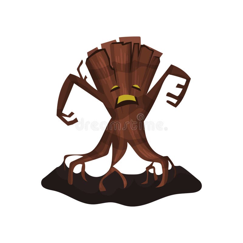 Alter trockener Baum mit gruseligem Gesicht, großen Niederlassungen und Wurzeln Schreckliches Monster Flacher Vektor für Hallowee lizenzfreie abbildung Alter trockener Baum mit gruseligem Gesicht, großen Niederlassungen und Wurzeln Schreckliches Monster Flacher Vektor für Hallowee lizenzfreie abbildung