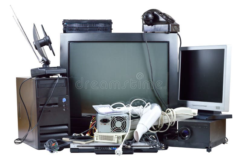 Alter und benutzter elektrischer Ausgangsabfall. lizenzfreies stockbild