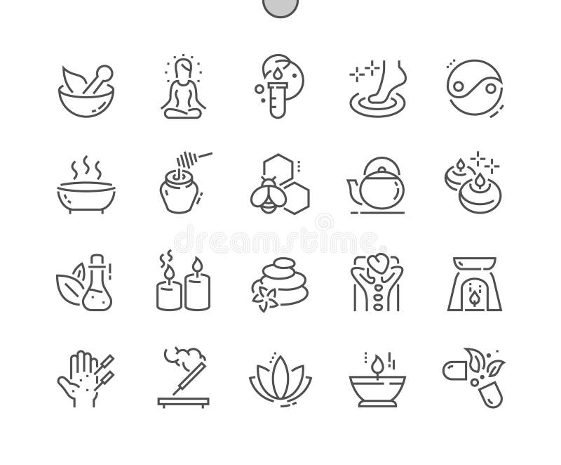 Alternatieve geneeskunde goed-Bewerkte Pictogrammen 30 van de Pixel Perfecte Vector Dunne Lijn 2x Net voor Webgrafiek en Apps royalty-vrije illustratie Alternatieve geneeskunde goed-Bewerkte Pictogrammen 30 van de Pixel Perfecte Vector Dunne Lijn 2x Net voor Webgrafiek en Apps royalty-vrije illustratie