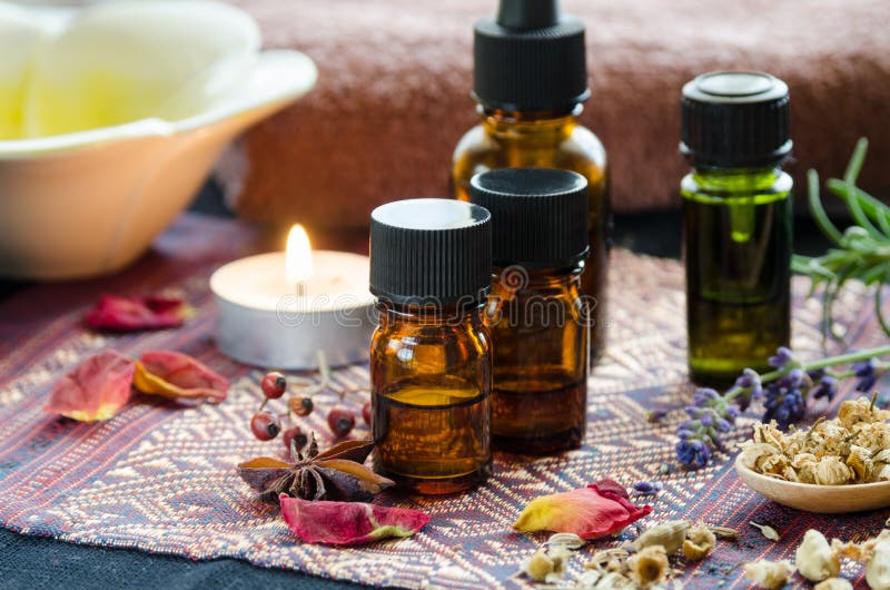 Alternative therapy with essential oils in candle light. Alternative therapy with essential oils in candle light