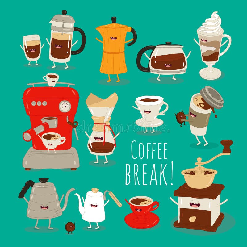 Alternative Coffee Brewing Methods Illustration Set. Collection of
