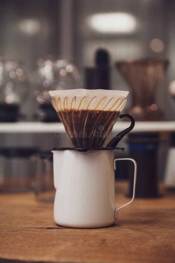 Pour Over Coffee in Funnel. Alternative Method Stock Image Image of drip, aroma 159966597