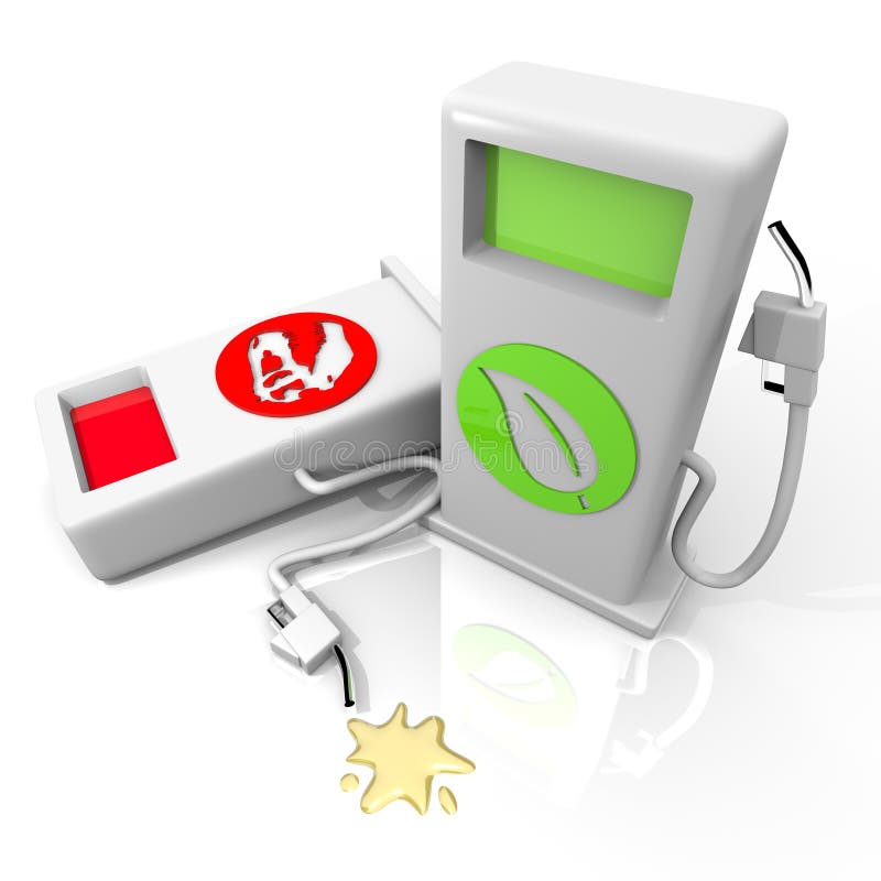 Alternative Fuel Versus Old Gasoline Battle stock illustration