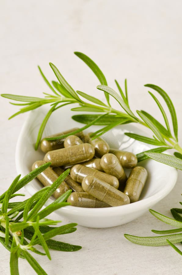 Alternative Medicine. Rosemary Capsules. Stock Image Image of fresh
