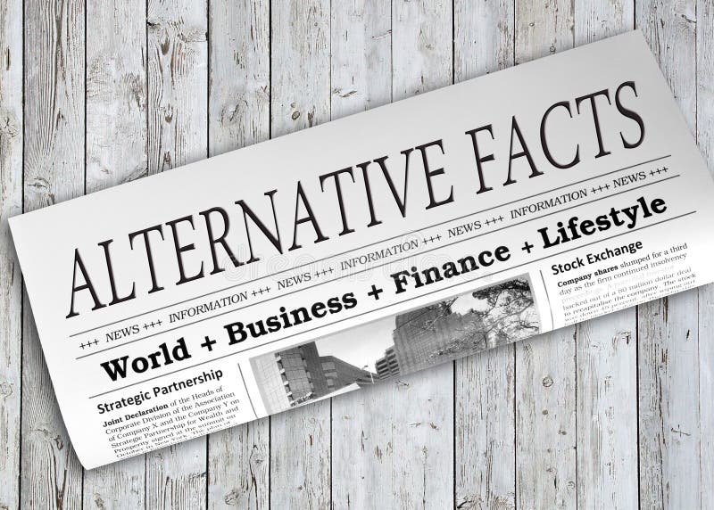 Alternative Facts Newspaper on wooden background. Alternative Facts Newspaper on wooden background