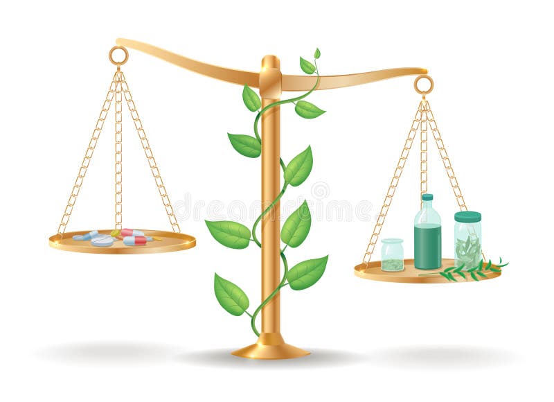 Alternativmedizin-Waage-Balancen-Konzept stock abbildung Alternativmedizin-Waage-Balancen-Konzept stock abbildung