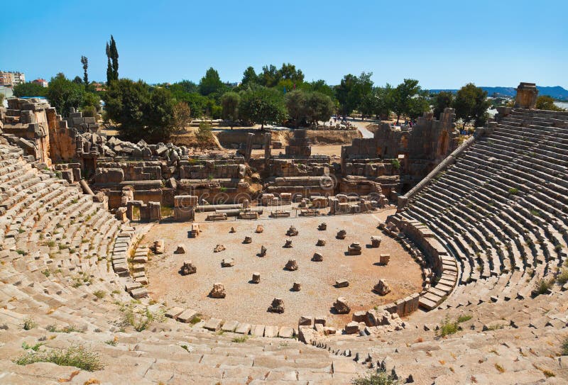 Ancient amphitheater in Myra, Turkey - archeology background. Ancient amphitheater in Myra, Turkey - archeology background