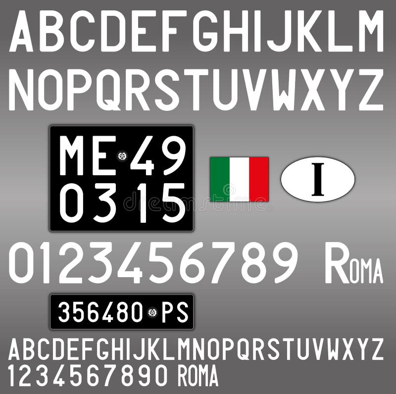 24005 Decalbogen Nummernschilder-Buchstaben-Zahlen Italien 1:24 