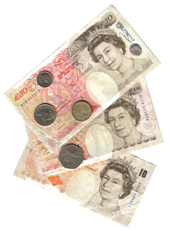 Altes England: Banknoten und Münzen stockbild Altes England: Banknoten und Münzen stockbild