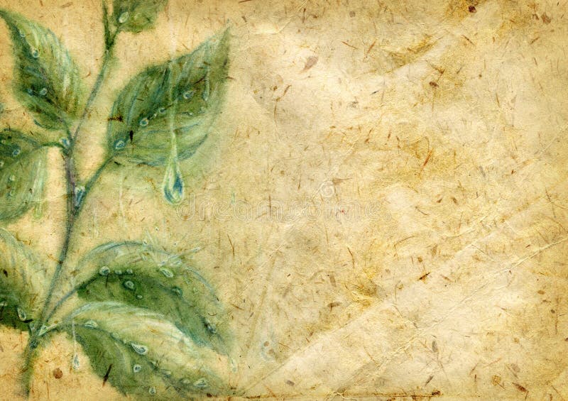 Altes strukturiertes Papier mit Aquarellblättern stock abbildung Altes strukturiertes Papier mit Aquarellblättern stock abbildung