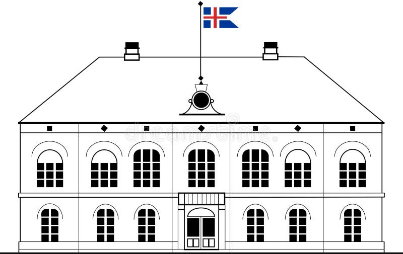 Althing Parliament in Reykjavik, Iceland Stock Illustration ...