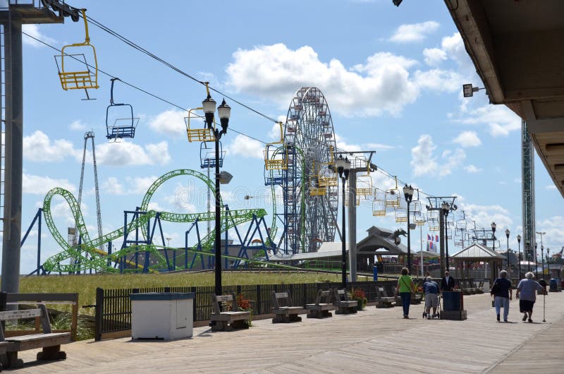 The boardwalk and amusement parks in the New Jersey town of Seaside Heights, the setting for the television show Jersey Shore. The boardwalk and amusement parks in the New Jersey town of Seaside Heights, the setting for the television show Jersey Shore.