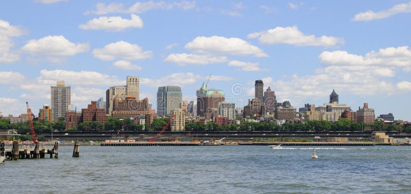 Panoramic view of Brooklyn Heights and Hudson river in New York City. Panoramic view of Brooklyn Heights and Hudson river in New York City.