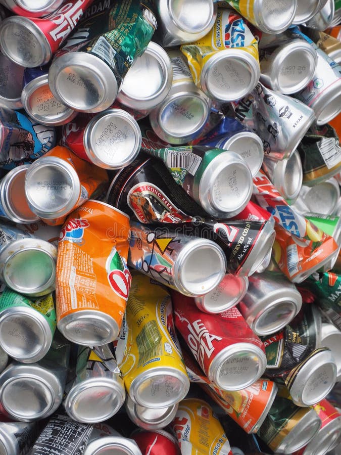 Aluminium Drink Cans Waste for Recycle Close Up View Editorial Stock ...