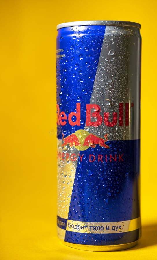 Aluminum Can of RedBull Drink with Water Drops Over Yellow Background. Red  Bull is the Most Popular Energy Drink in the World Editorial Stock Image -  Image of carbonated, editorial: 197033999