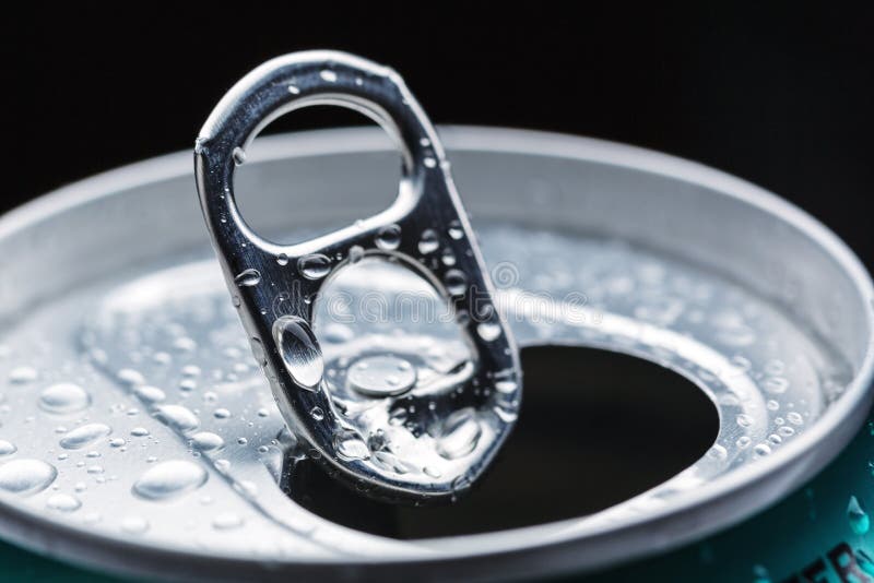 Aluminum Can with Water Drops Stock Image Image of design, metallic