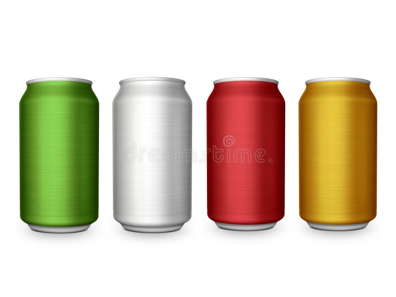 Aluminum cans on white background For design