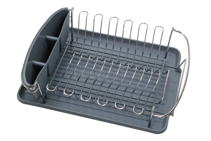 Aluminum Dish Rack Shelf with a Gray Tray Stock Image Image of