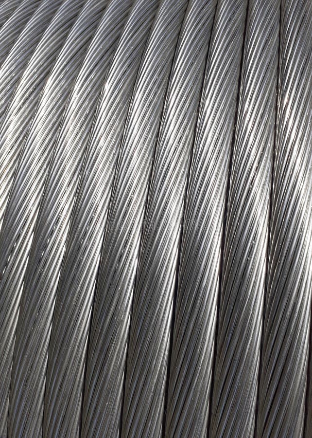 Aluminum Electrical Power Cable Background. Closeup Image of Heavy