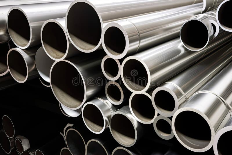 Aluminum Pipe System, with Different Sizes and Shapes of Pipes Visible Stock Photo Image of
