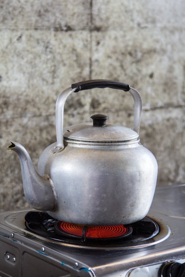 Aluminum tea kettle stock image. Image of utensil, stove 33343671