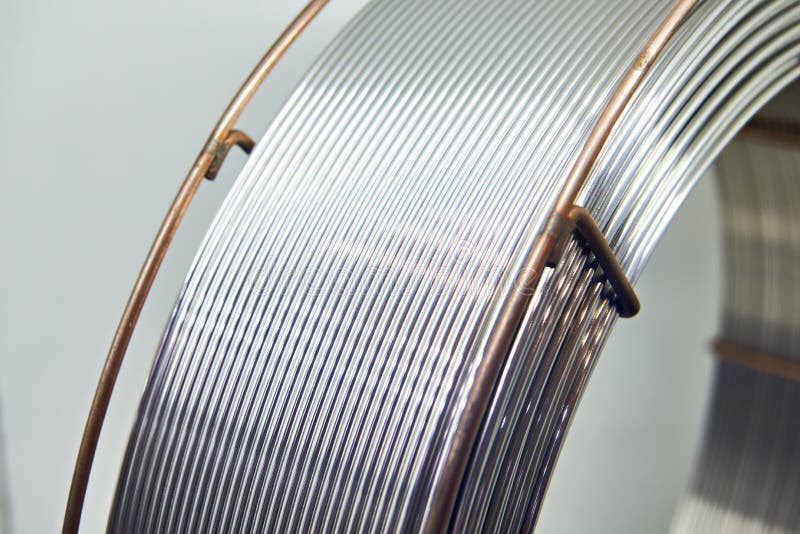 Aluminum wire in coil stock photo. Image of closeup 164299584