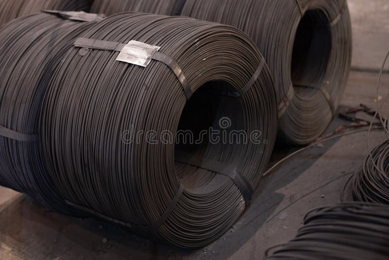 Aluminum wire in a coil stock image. Image of aluminum 224581073