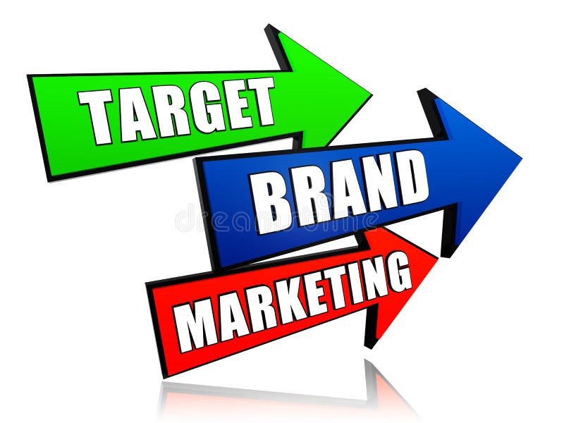 Alvo, marca, marketing em setas ilustração stock