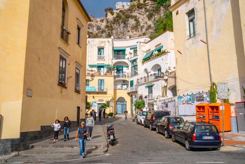 Amalfi, Italy - 1 November, 2019: Amalfi cityscape on coast of mediterranean sea