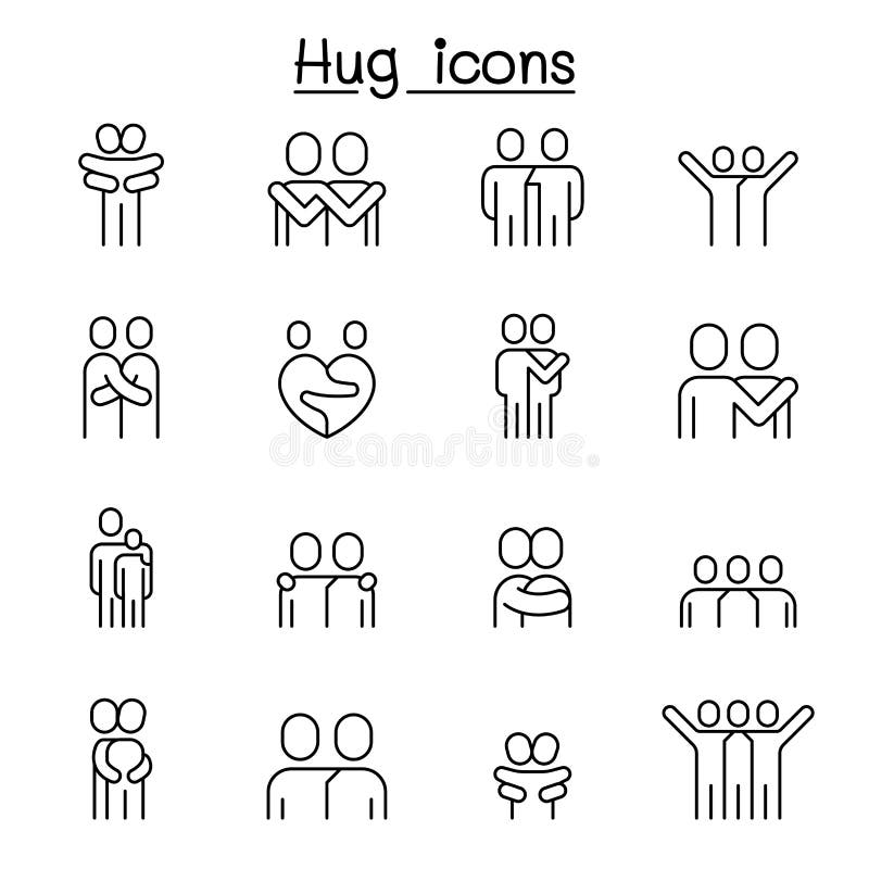 Lover, hug, friendship, relationship icon set in thin line style vector illustration graphic design. Lover, hug, friendship, relationship icon set in thin line style vector illustration graphic design