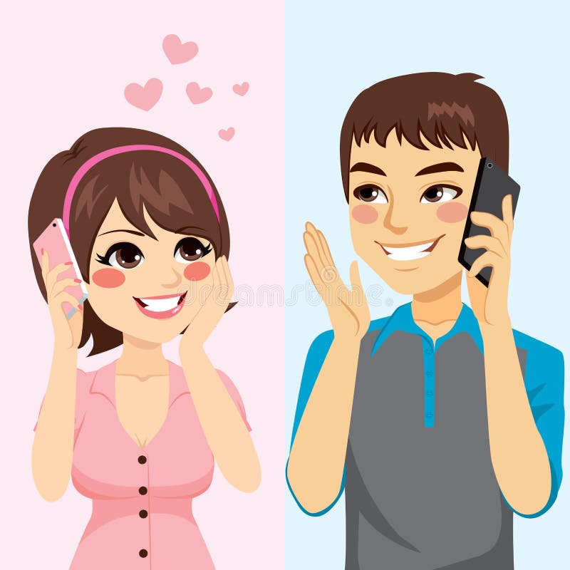 Amanti che parlano telefono illustrazione vettoriale Amanti che parlano telefono illustrazione vettoriale