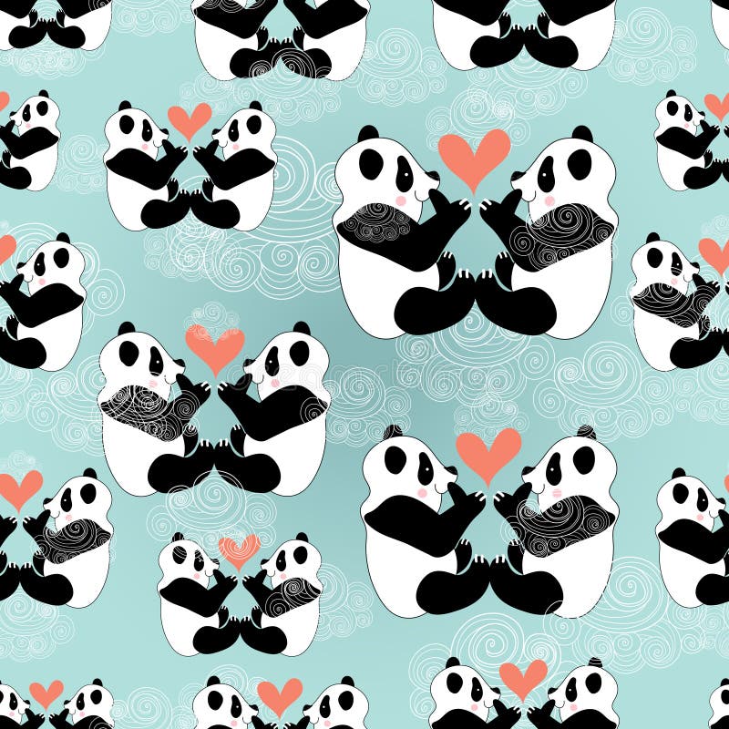 Amanti del panda di struttura illustrazione di stock Amanti del panda di struttura illustrazione di stock