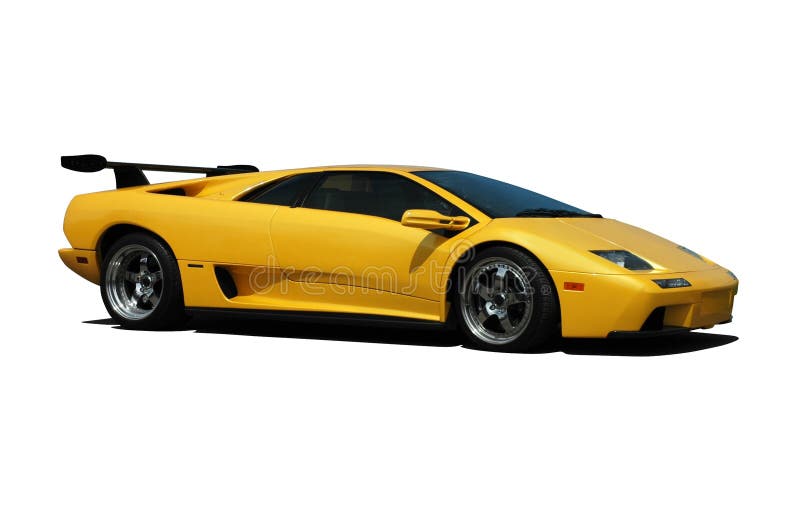 A Yellow Lamborghini Super Car isolated on white. Clipping Path on vehicle. See my portfolio for more automotive images!. A Yellow Lamborghini Super Car isolated on white. Clipping Path on vehicle. See my portfolio for more automotive images!