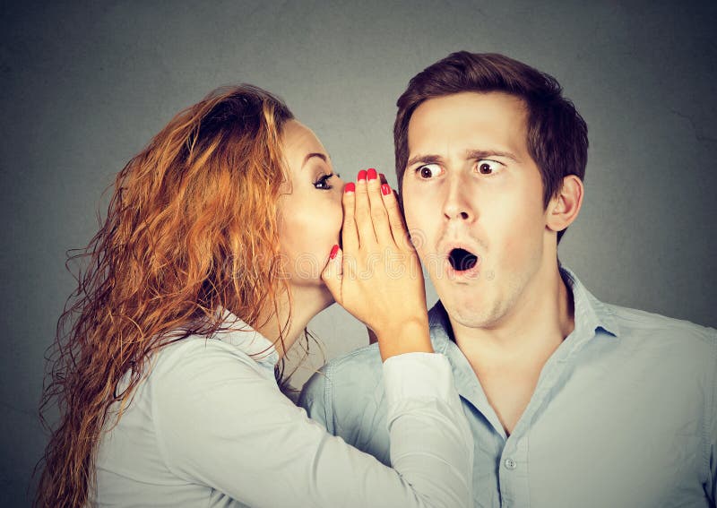 Amazed Shocked Man Listening Gossip In The Ear Stock Photo Image Of