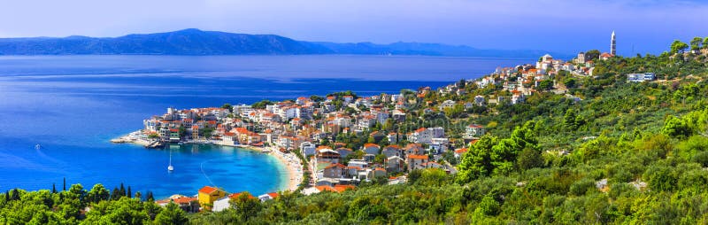Amazing Adriatic coast. Beautiful beaches and villages of Croatia - Igrane in Makarska riviera stock photos Amazing Adriatic coast. Beautiful beaches and villages of Croatia - Igrane in Makarska riviera stock photos